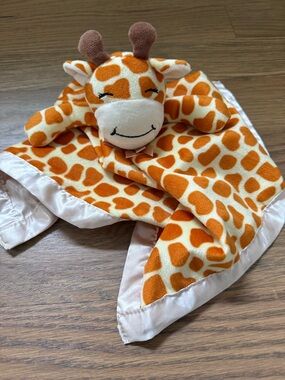 Giraffe Baby Lovey Security Blanket - Orange & White